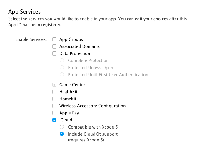 CloudKit für App ID aktivieren